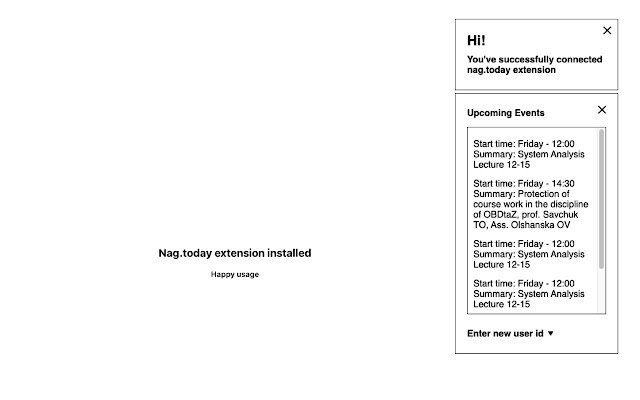 Calendarul inteligent Nag.Today din magazinul web Chrome va fi rulat cu OffiDocs Chromium online