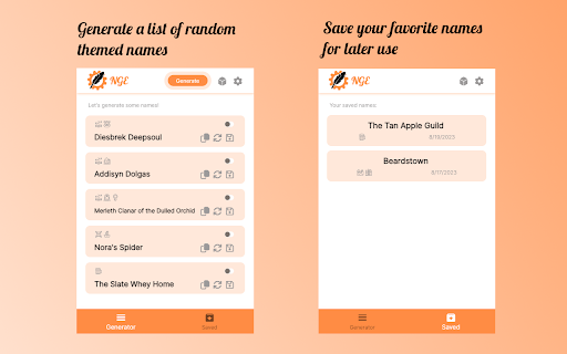 Name Generator Extension  from Chrome web store to be run with OffiDocs Chromium online
