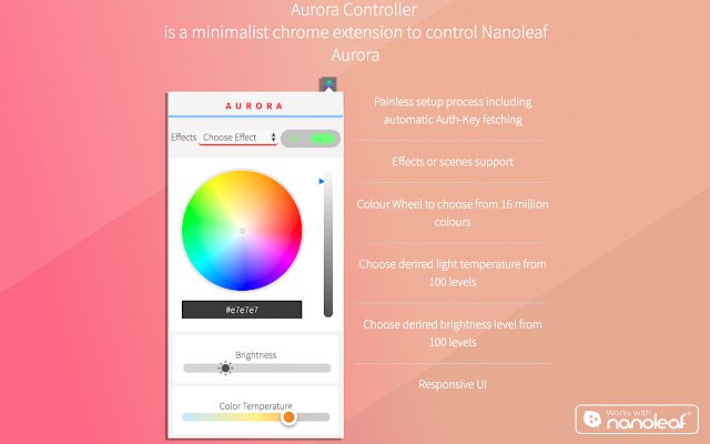 Nanoleaf Aurora Controller from Chrome web store to be run with OffiDocs Chromium online Nanoleaf Aurora Controller from Chrome web store to be run with OffiDocs Chromium online