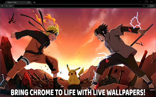 Naruto vs Sasuke with Pikachu Live Wallpaper  from Chrome web store to be run with OffiDocs Chromium online