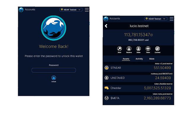 Narwallets V4  from Chrome web store to be run with OffiDocs Chromium online