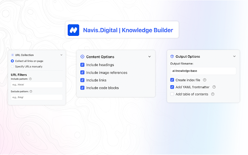 Navis.Digital Knowledge Builder from Chrome web store to be run with OffiDocs Chromium online Navis.Digital Knowledge Builder from Chrome web store to be run with OffiDocs Chromium online