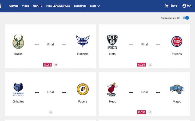 NBA Close Games  from Chrome web store to be run with OffiDocs Chromium online