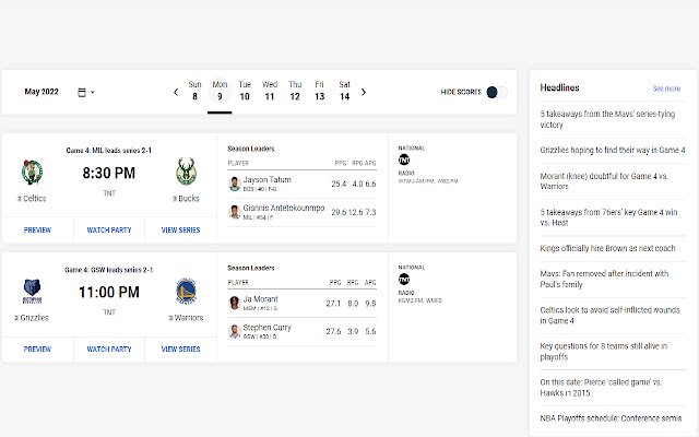 Extensão NBA.com Timezone Converter da Chrome Web Store para ser executada com OffiDocs Chromium online