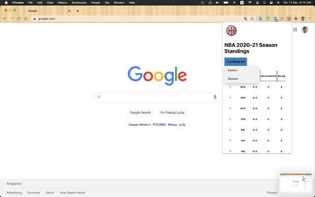 Tiện ích mở rộng bảng xếp hạng NBA từ cửa hàng Chrome trực tuyến sẽ được chạy với OffiDocs Chromium trực tuyến
