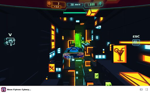 Neon Flytron: Cyberpunk Racer Race through a neon world!  from Chrome web store to be run with OffiDocs Chromium online