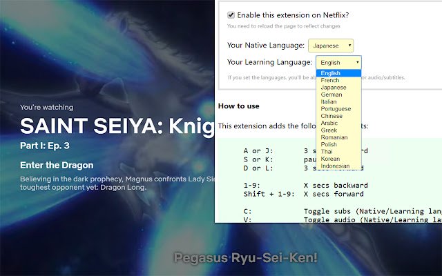 Phím tắt Netflix Plus từ cửa hàng Chrome trực tuyến sẽ chạy với OffiDocs Chrome trực tuyến