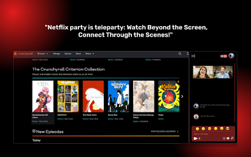Netflix party is now teleparty  from Chrome web store to be run with OffiDocs Chromium online