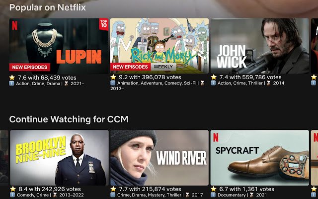 Valutazioni Netflix dal Chrome Web Store da eseguire con OffiDocs Chromium online