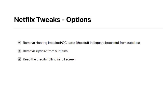 Netflix Tweaks  from Chrome web store to be run with OffiDocs Chromium online