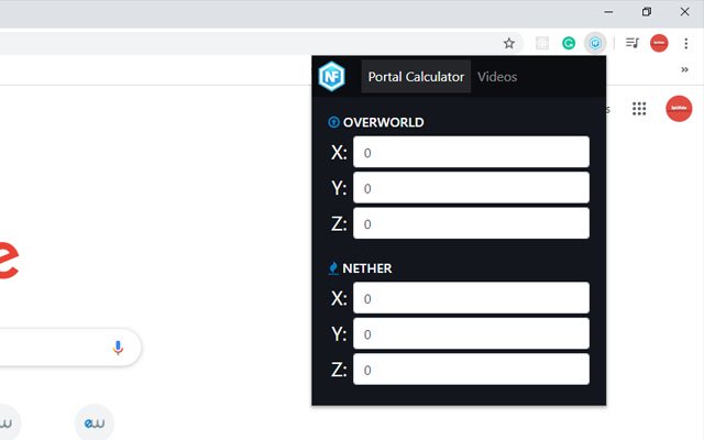 Nether Portal Calculator for Minecraft  from Chrome web store to be run with OffiDocs Chromium online