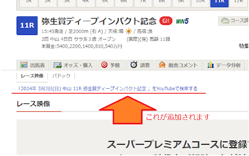Netkeibaレース映像をYouTubeで検索する拡張機能  from Chrome web store to be run with OffiDocs Chromium online
