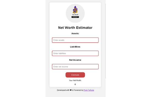 Net Worth Estimator  from Chrome web store to be run with OffiDocs Chromium online