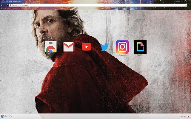 New Luke Skywalker กลับมาอีกครั้งใน Jedi |ธีมจาก Chrome เว็บสโตร์เพื่อใช้งานกับ OffiDocs Chromium ออนไลน์