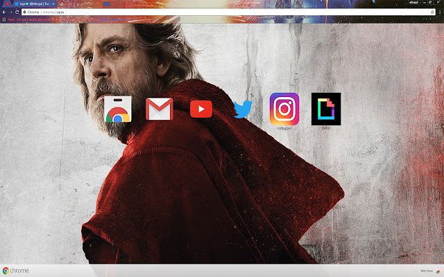 Der neue Luke Skywalker ist zurück im Jedi | Theme from Chrome Web Store, um mit OffiDocs Chromium online ausgeführt zu werden