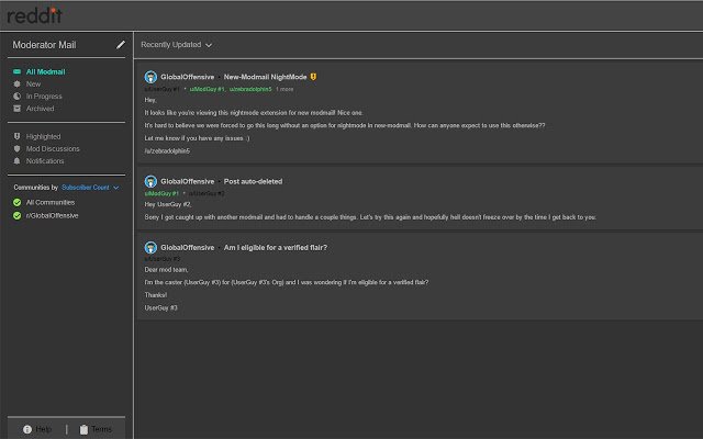 Nowy Modmail NightMode ze sklepu internetowego Chrome do uruchomienia z OffiDocs Chromium online