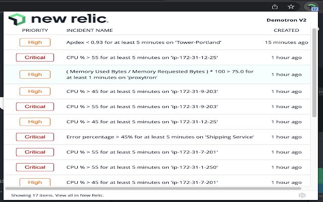 New Relic One Alert(s)  from Chrome web store to be run with OffiDocs Chromium online