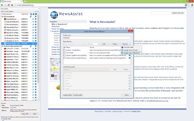 News Assist ze sklepu internetowego Chrome do uruchomienia z OffiDocs Chromium online