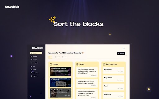 Newsblocks  from Chrome web store to be run with OffiDocs Chromium online
