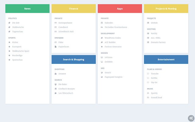 New Tab Link Collection  from Chrome web store to be run with OffiDocs Chromium online