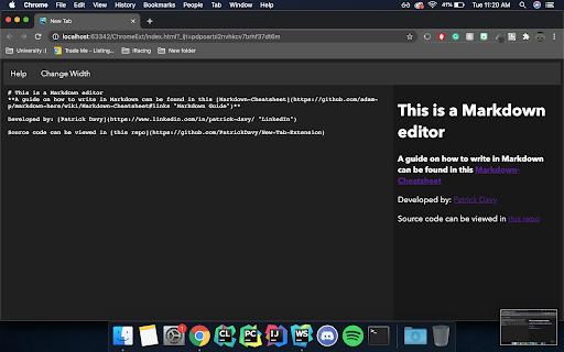 New Tab Markdown  from Chrome web store to be run with OffiDocs Chromium online