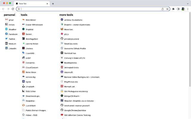 نشانک‌های صفحه برگه جدید از فروشگاه وب Chrome برای اجرا با OffiDocs Chromium به صورت آنلاین