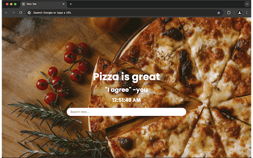 New tab Pizza background  from Chrome web store to be run with OffiDocs Chromium online
