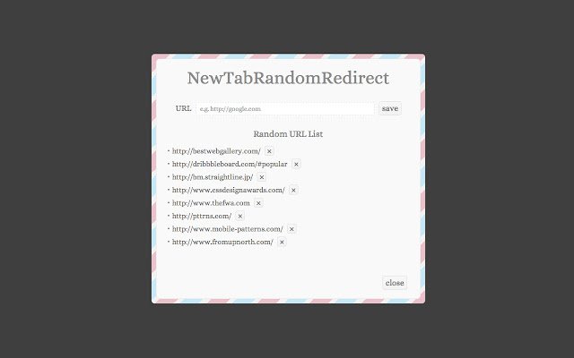 NewTabRandomRedirect  from Chrome web store to be run with OffiDocs Chromium online