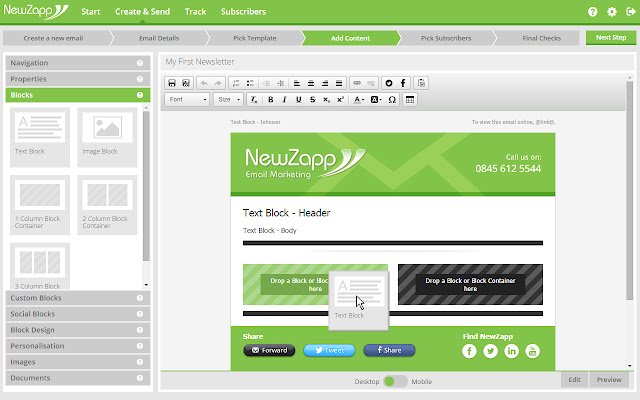 NewZapp Email Marketing mula sa Chrome web store na tatakbo sa OffiDocs Chromium online