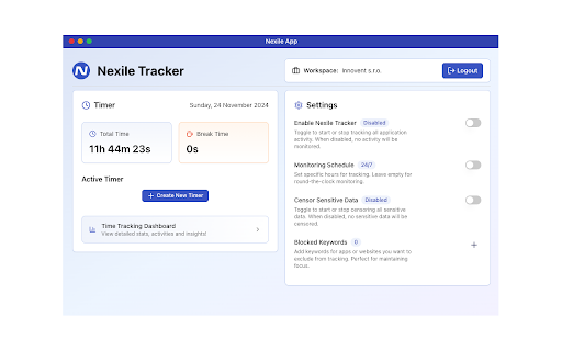 Nexile App Chrome Tracker  from Chrome web store to be run with OffiDocs Chromium online