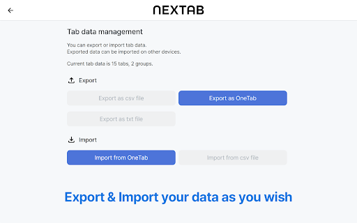 Nextab  from Chrome web store to be run with OffiDocs Chromium online