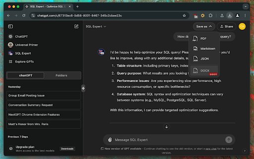 NextGPT – Your Next ChatGPT Experience  from Chrome web store to be run with OffiDocs Chromium online
