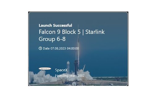 Next Space Launch  from Chrome web store to be run with OffiDocs Chromium online