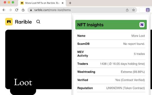NFT Insights  from Chrome web store to be run with OffiDocs Chromium online