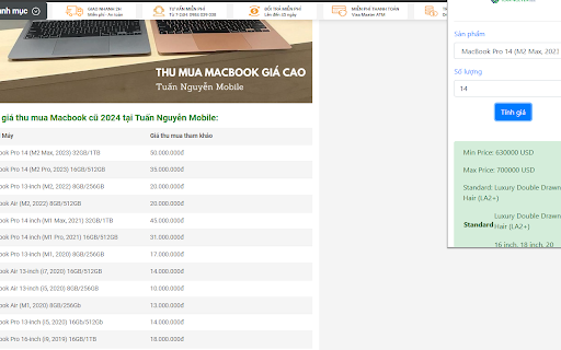 Định Giá Mac  from Chrome web store to be run with OffiDocs Chromium online