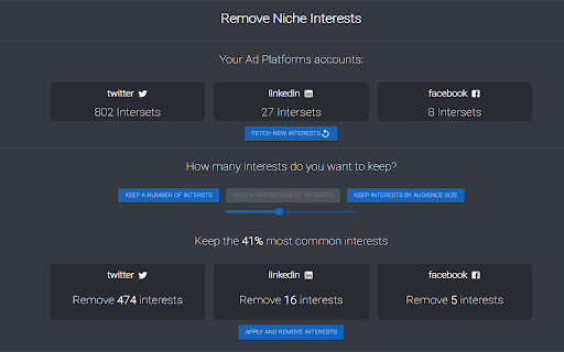 Niche Interest Remover  from Chrome web store to be run with OffiDocs Chromium online
