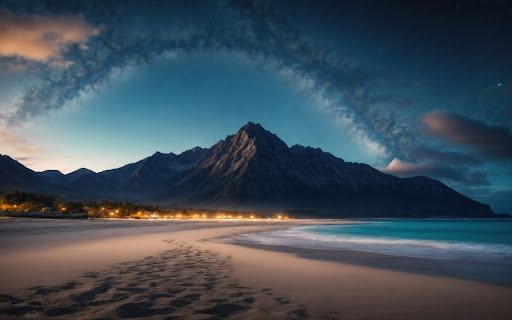 Night Beach under the Mountains  from Chrome web store to be run with OffiDocs Chromium online