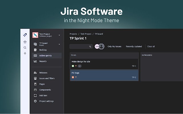 Chrome ウェブストアの Jira のナイト モードを OffiDocs Chromium オンラインで実行する