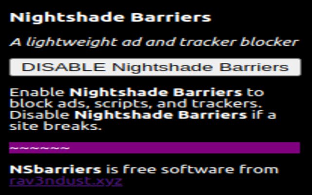 Chrome web mağazasından Nightshade Barriers, OffiDocs Chromium çevrimiçi ile çalıştırılacak