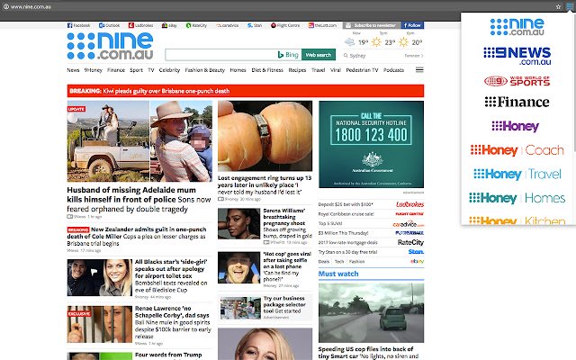 Nine.com.au-Homepage Lesezeichen aus dem Chrome-Webshop, die mit OffiDocs Chromium online ausgeführt werden sollen