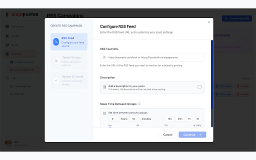 NinjaPoster Auto Post to Facebook™ Groups Organically (AI Powered)  from Chrome web store to be run with OffiDocs Chromium online