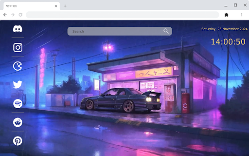 Nissan GTR R34 Neon Retro Japanese Street A Stunning Live Wallpaper  from Chrome web store to be run with OffiDocs Chromium online