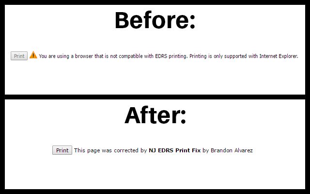 Chrome web mağazasından NJ EDRS Print Fix, OffiDocs Chromium çevrimiçi ile çalıştırılacak