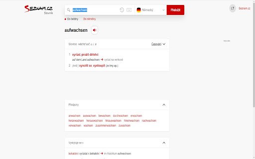 Německý Seznam slovník vyhledáváč  from Chrome web store to be run with OffiDocs Chromium online