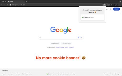 No Cookie Banners  from Chrome web store to be run with OffiDocs Chromium online
