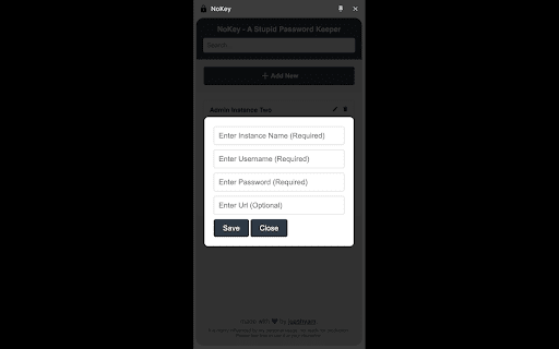 NoKey A Stupid Password Keeper  from Chrome web store to be run with OffiDocs Chromium online