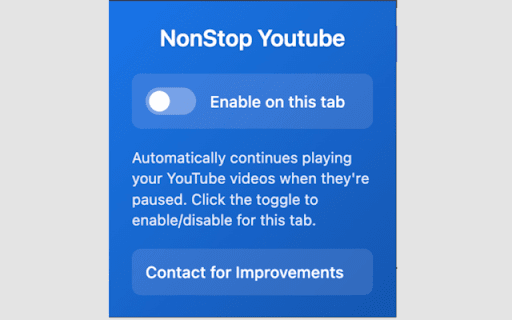 NonStop Youtube  from Chrome web store to be run with OffiDocs Chromium online