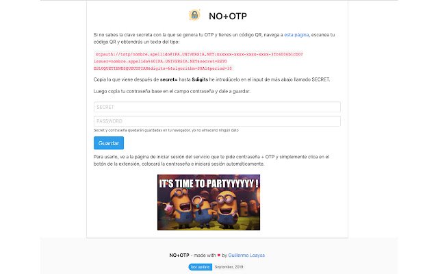 NO+OTP  from Chrome web store to be run with OffiDocs Chromium online