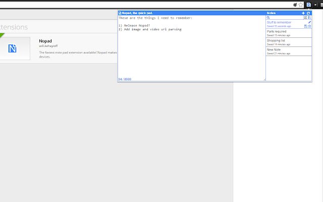 Chrome 웹 스토어의 Nopad는 OffiDocs Chromium 온라인과 함께 실행됩니다.