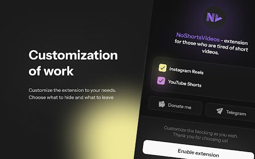 No Shorts Video  from Chrome web store to be run with OffiDocs Chromium online